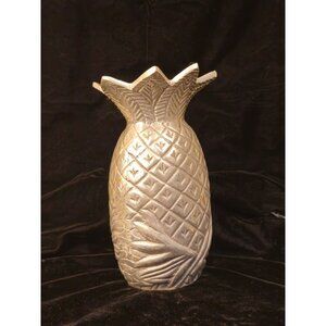Silver Pineapple-Shaped Decorative Vase 9" Textured Finish Unique Design